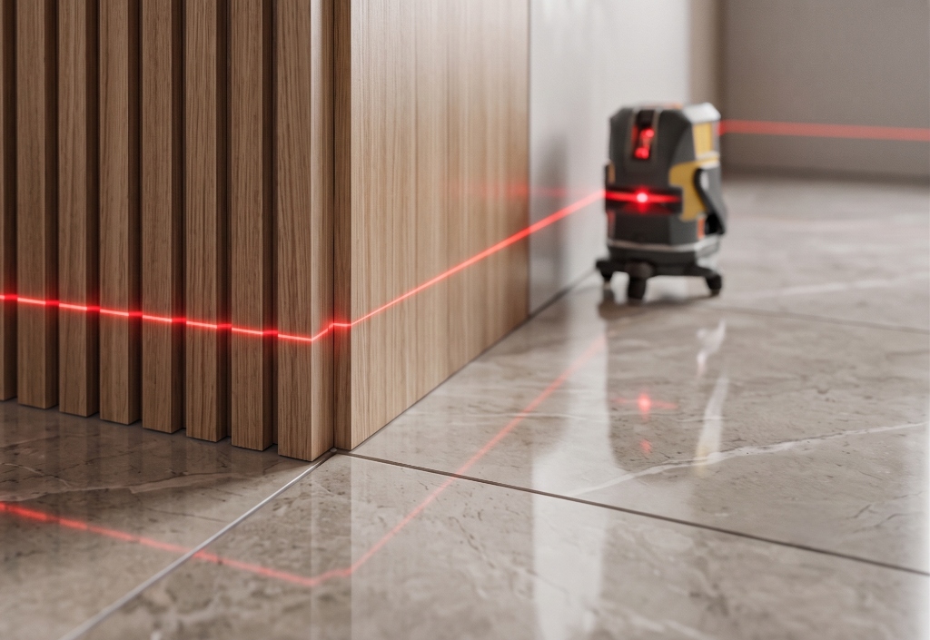 Nível a laser em reforma de alto padrão — Dourado Obras